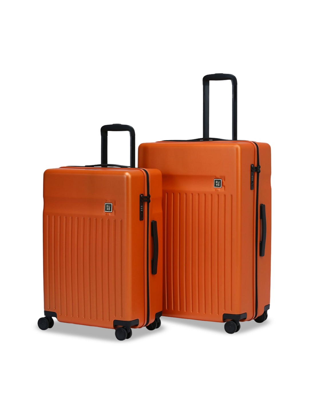 

EUME Adults Classic Set Of 2 Textured Hard-Sided Trolley Bags, Orange