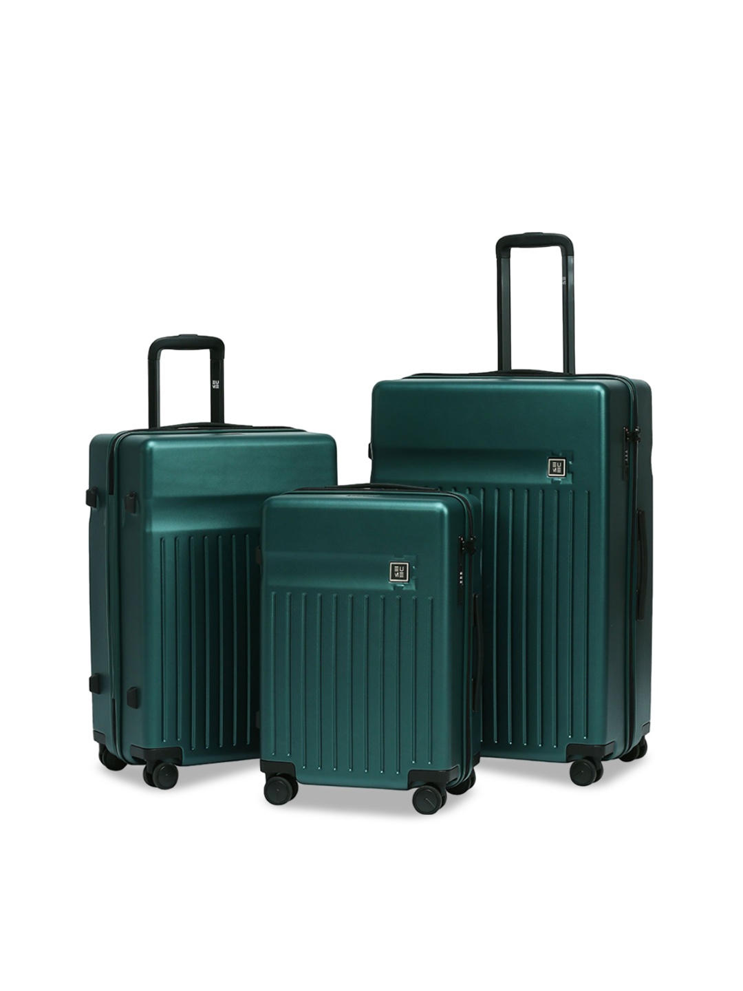 

EUME Set Of 3 Classic Textured Hard-Sided Trolley Bags, Green