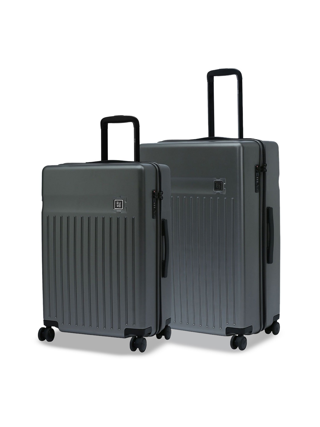 

EUME Set Of 2 Textured Hard Sided Medium & Large Trolly Bags, Grey