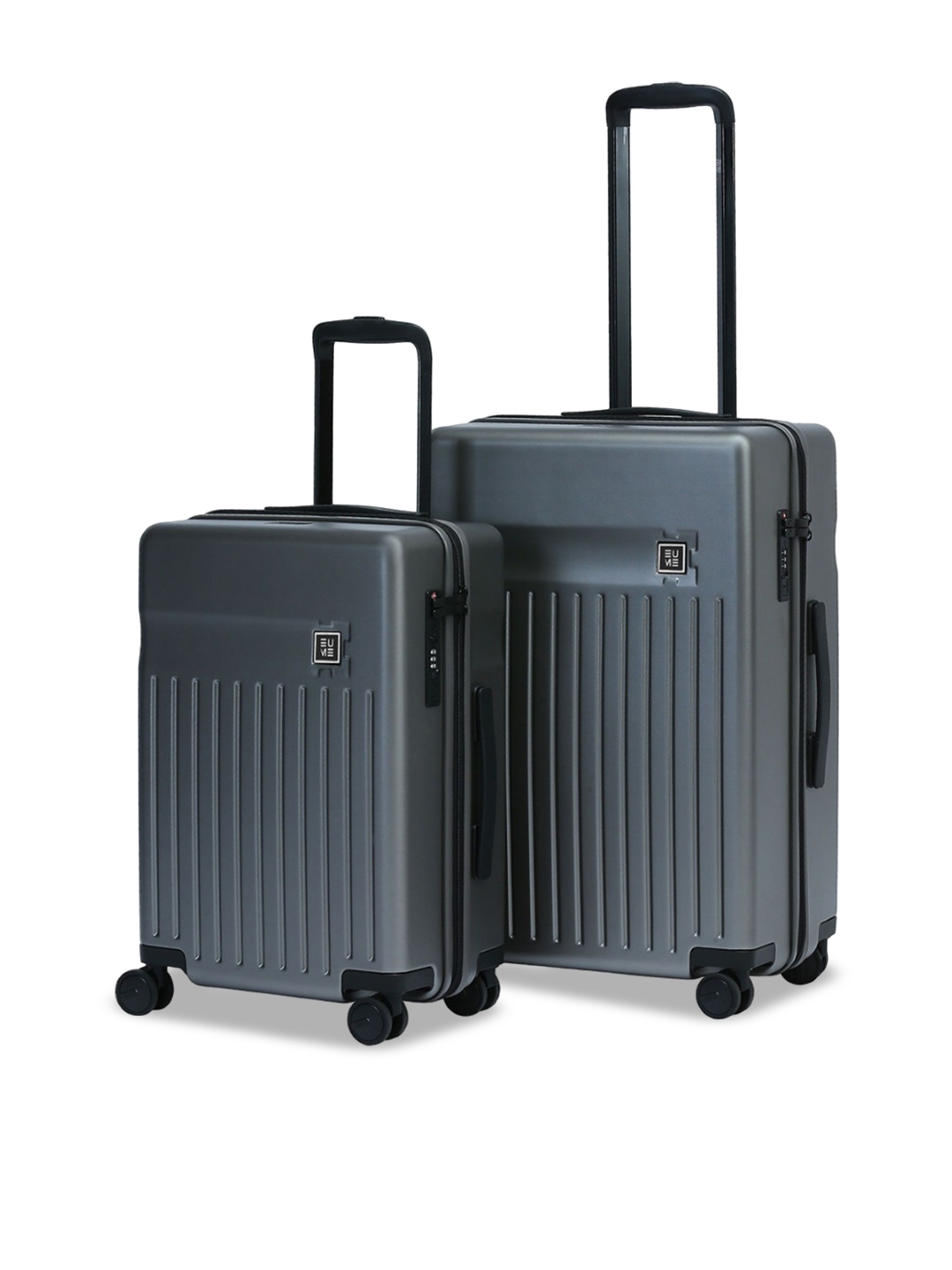 

EUME Classic Set Of 2 Textured Hard-Sided Trolley Bags, Grey