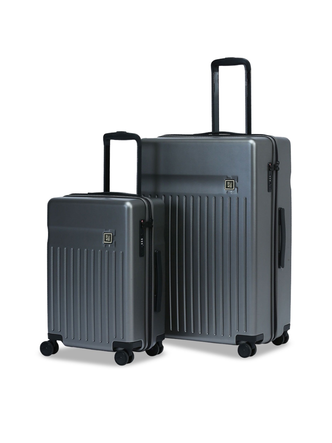 

EUME Set Of 2 Textured Hard Suitcase Trolley Bags, Grey