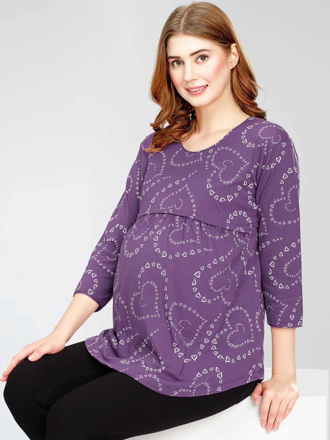 

Zeyo conversational printed maternity Top, Violet