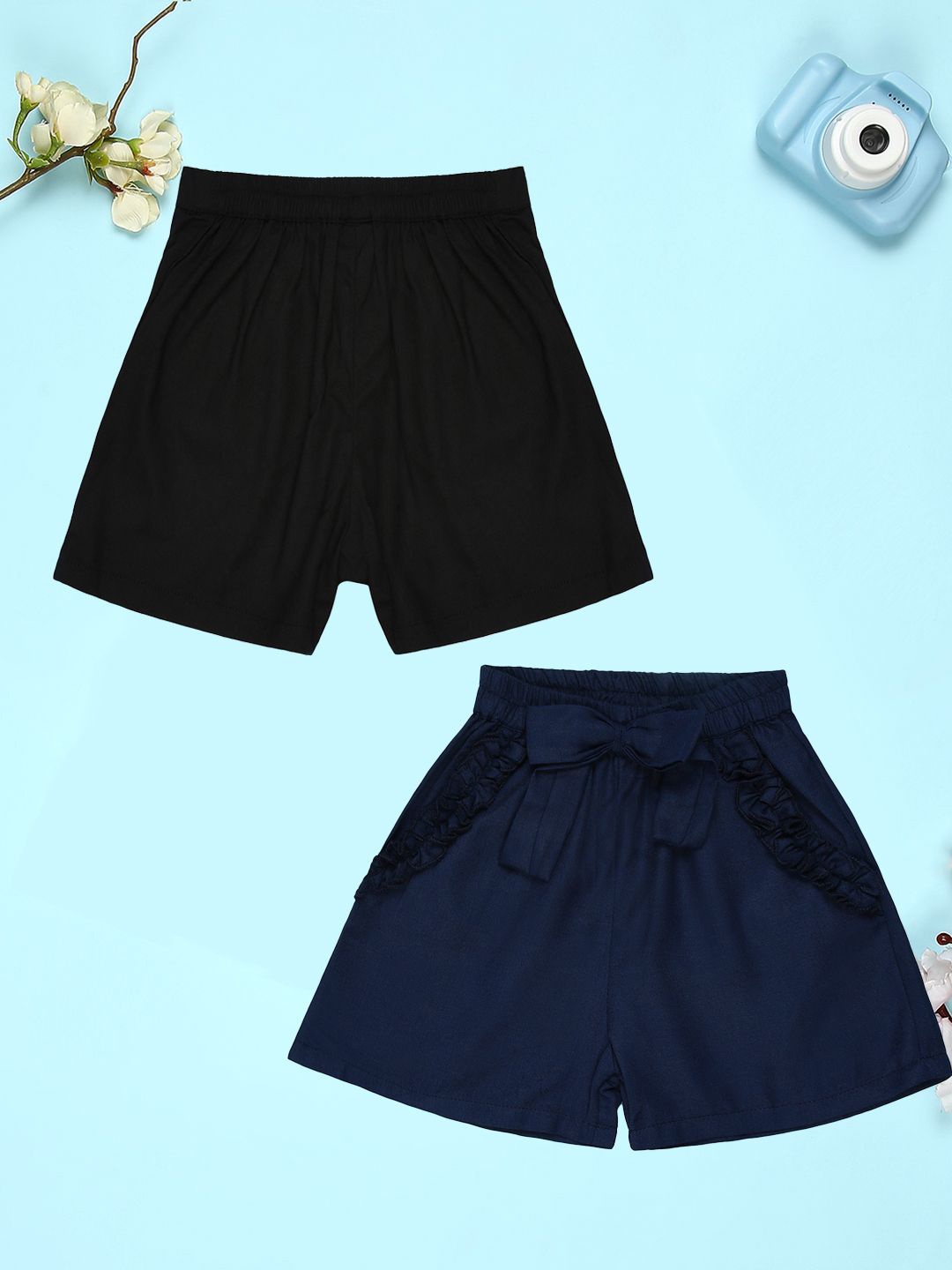 

Cutiekins Girls Pack Of 2 Mid-Rise Cotton Regular Shorts, Black
