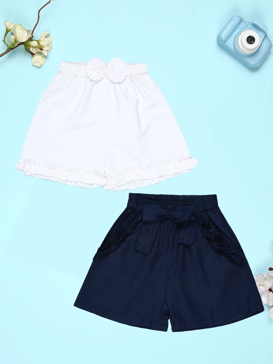 

Cutiekins Girls Pack Of 2 Mid-Rise Cotton Regular Shorts, Navy blue