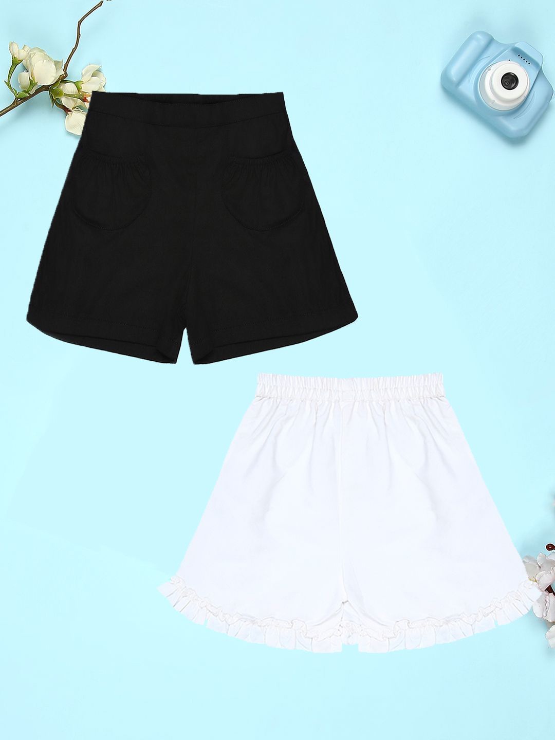 

Cutiekins Girls Pack Of 2 Mid-Rise Cotton Regular Shorts, Black