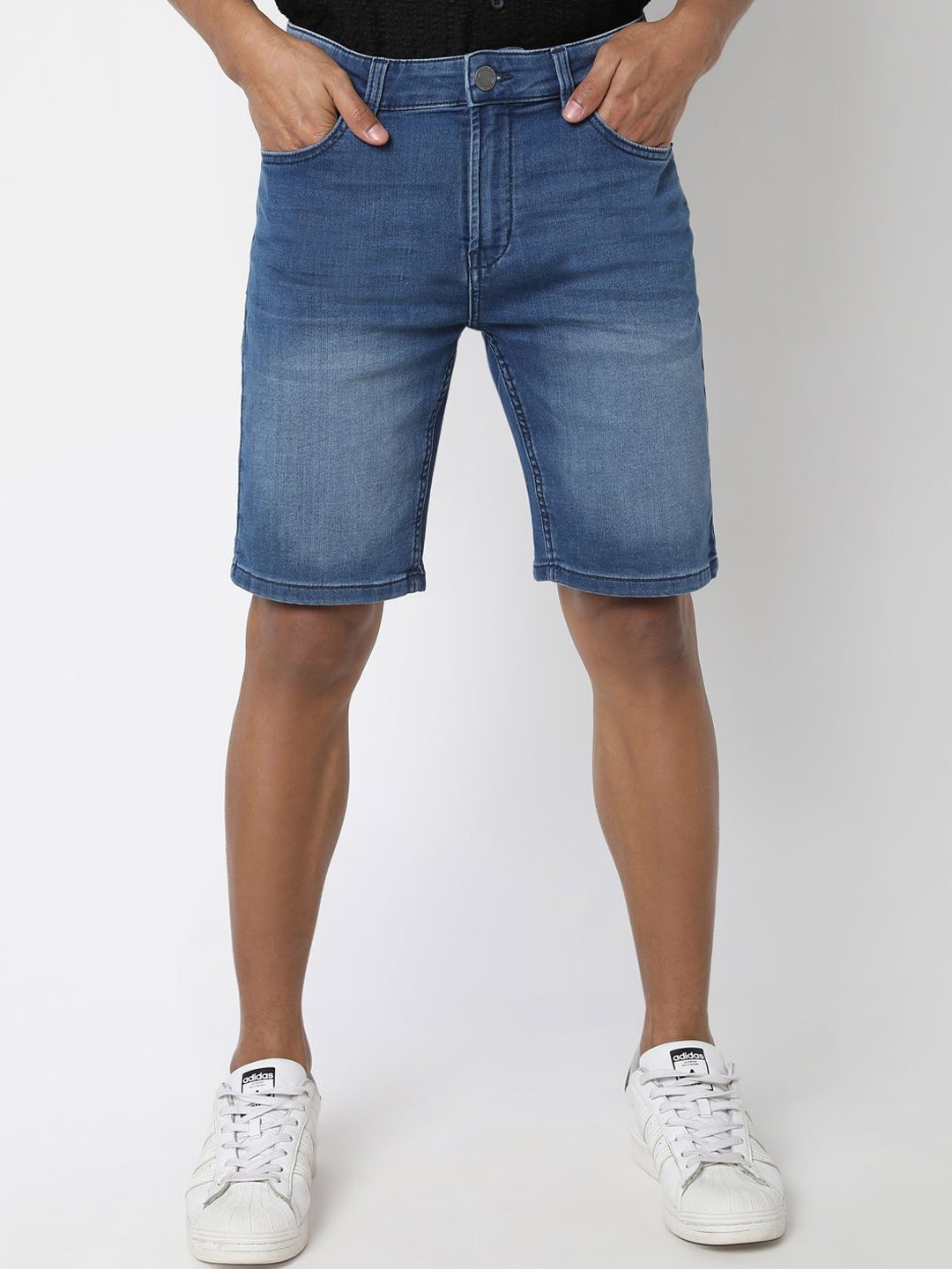 

R&B Men Washed Denim Shorts Technology, Blue