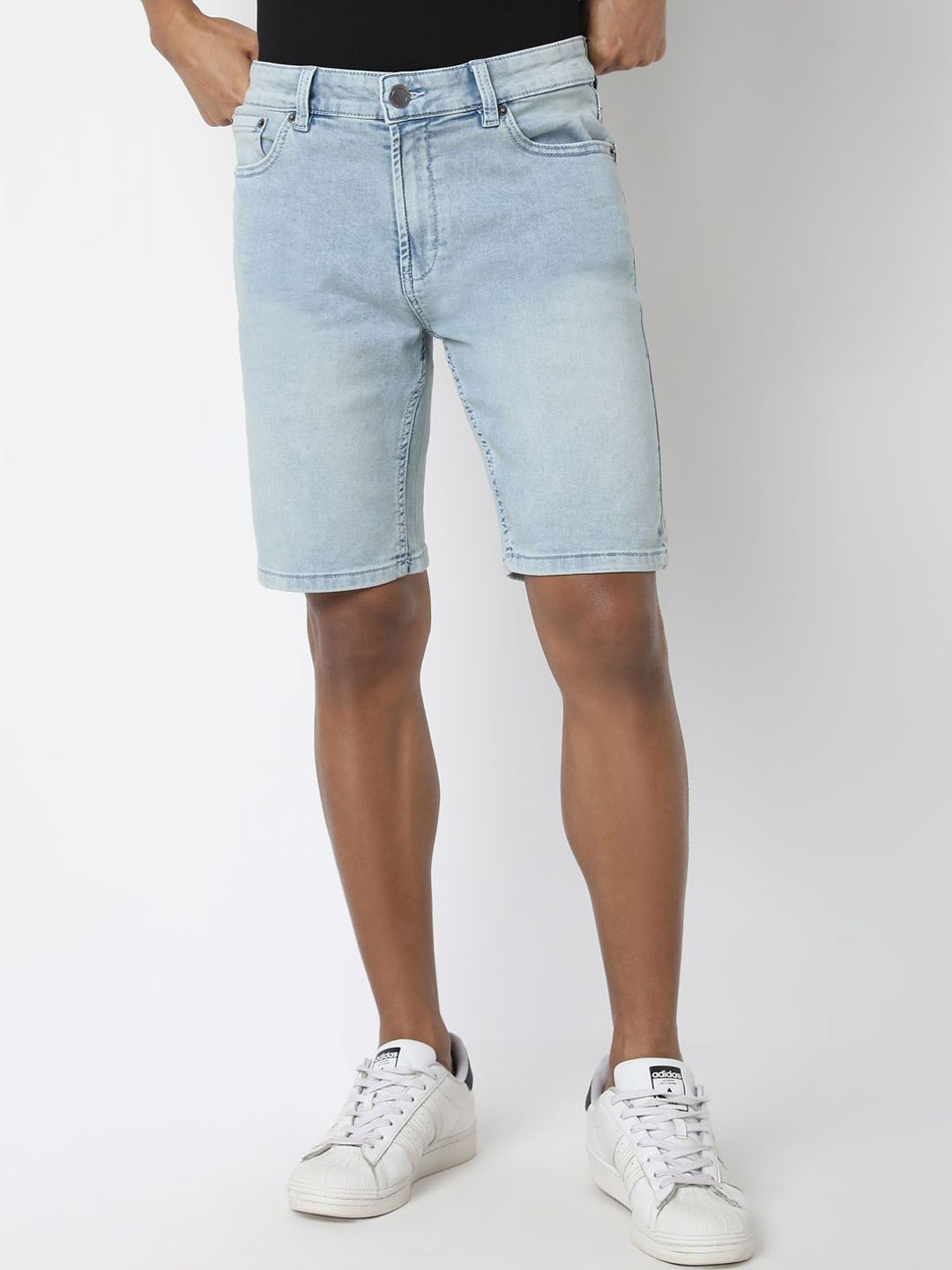 

R&B Men Washed Denim Shorts Technology, Blue