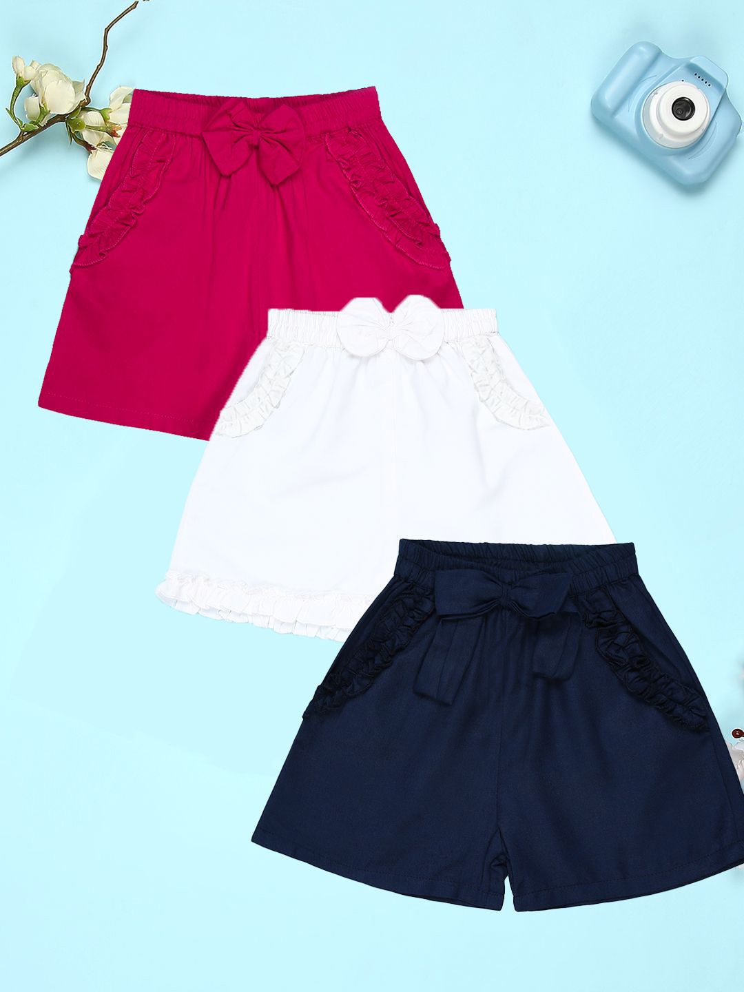 

Cutiekins Girls Pack Of 3 Mid-Rise Cotton Regular Shorts, White