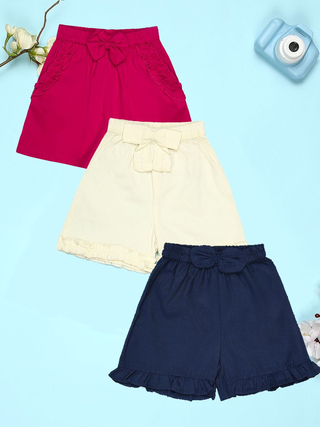

Cutiekins Girls Pack Of 3 Mid-Rise Cotton Regular Shorts, Pink