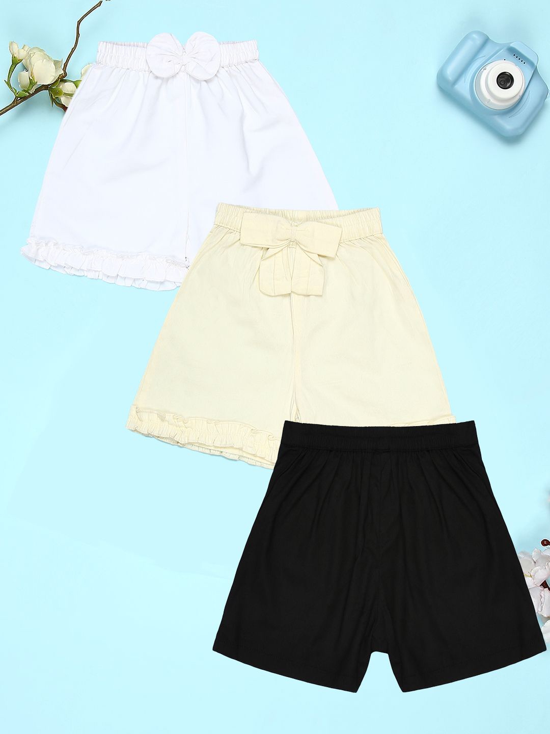 

Cutiekins Girls Pack Of 3 Mid-Rise Cotton Regular Shorts, White