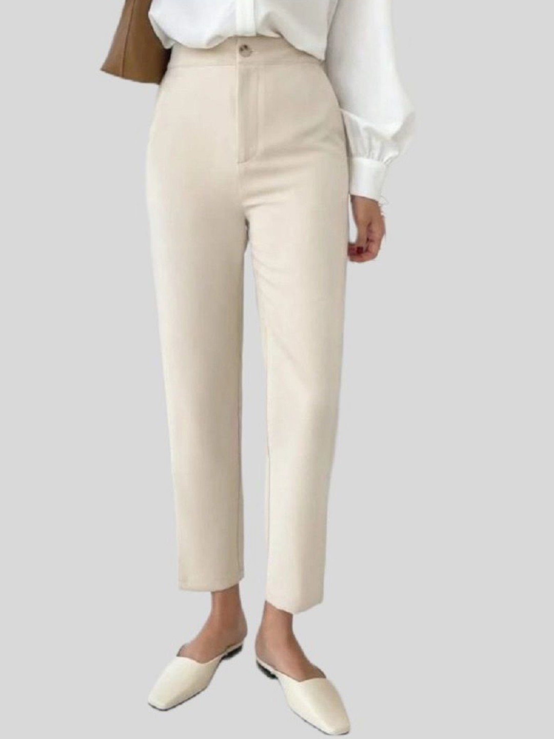 

FNOCKS Women Straight Fit Trousers, Cream