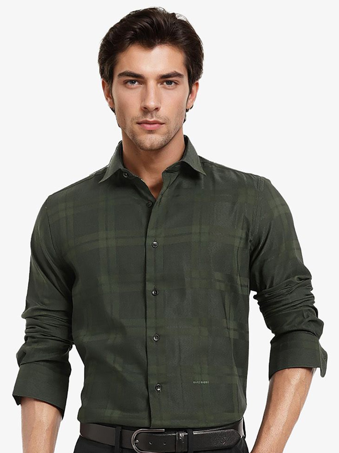 

RARE RABBIT Men Striped Comfort Opaque Casual Shirt, Green