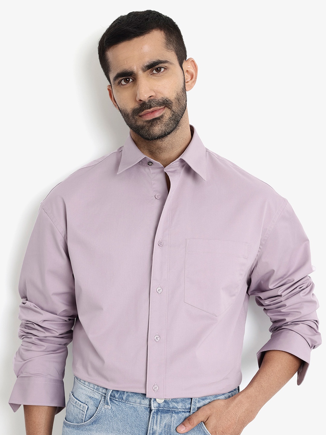 

RARE RABBIT Men Comfort Solid Opaque Casual Shirt, Purple