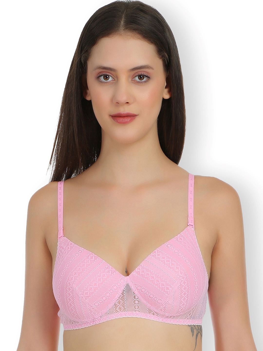 

SELFCARE Self Design Full Coverage Lightly Padded Everyday Bra with All Day Comfort, Pink