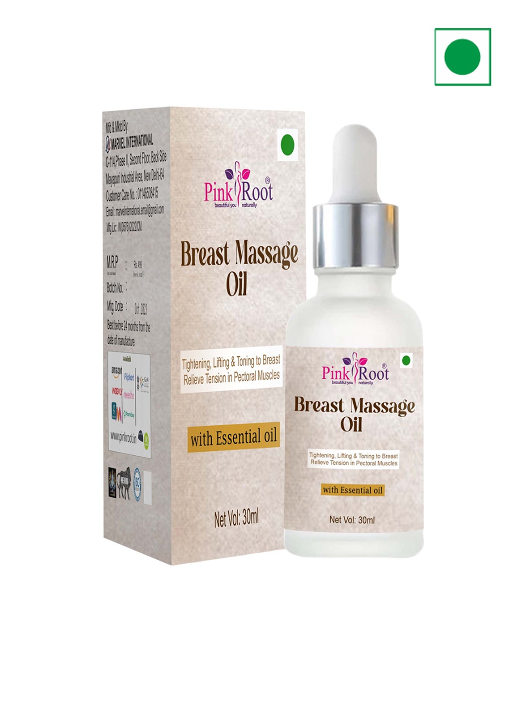

Pink Root Breast Toning & Firming Oil With Clove & Tea Tree Oil - 30ml, Transparent