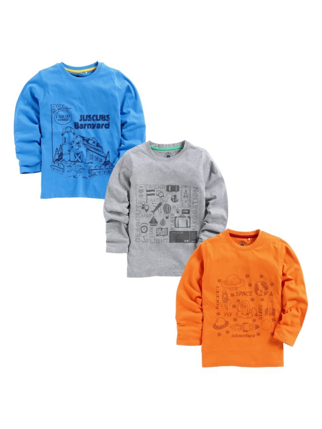 

JusCubs Boys Graphic Printed Round Neck Cotton T-shirt, Multi