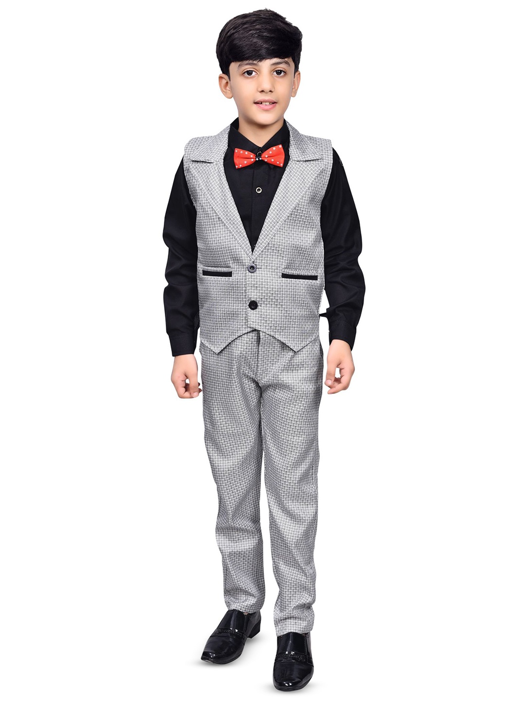 

BAESD Boys 3 Pieces Checked Waistcoat and Trouser, Grey