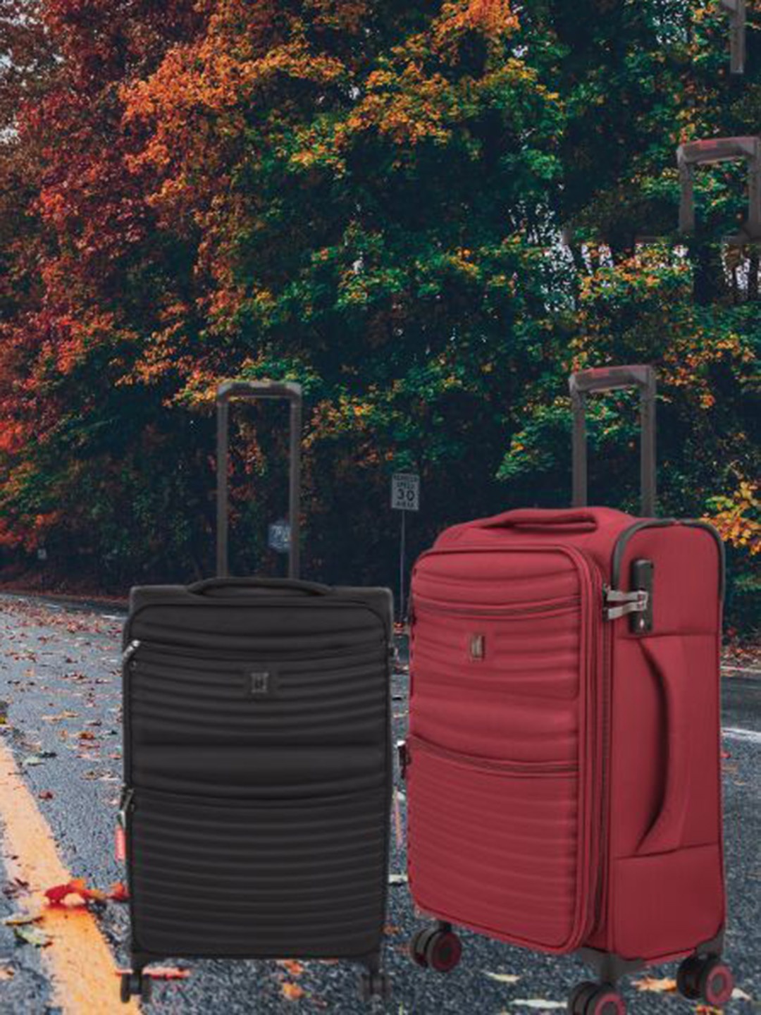

IT luggage Precursor Textured Soft Sided Medium Trolly Bag, Red