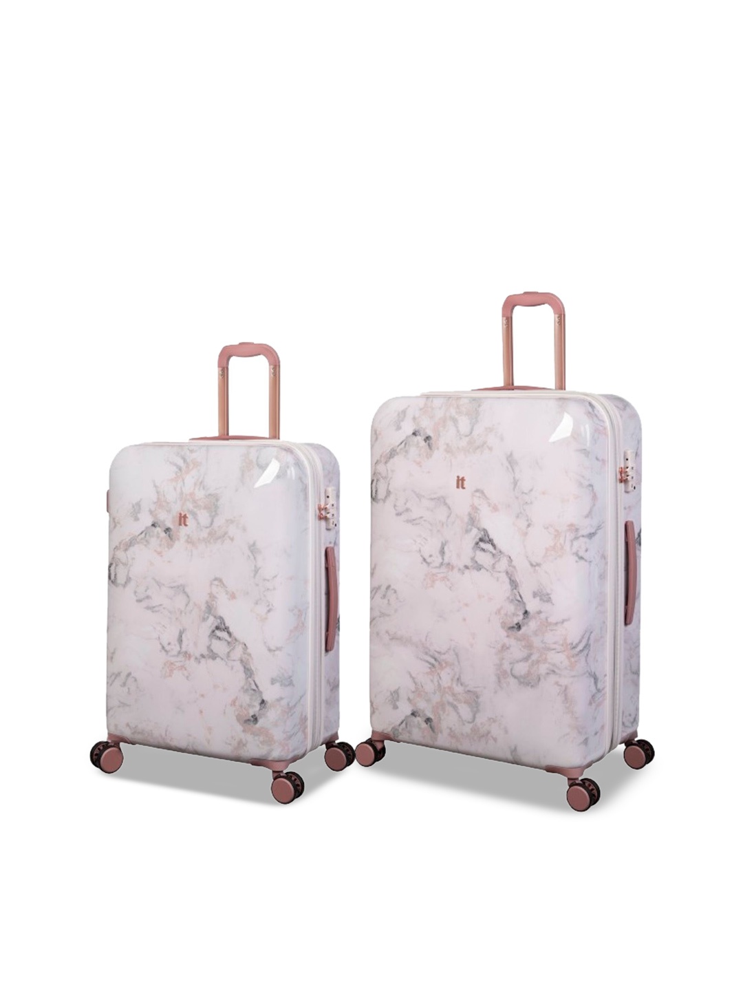 

IT luggage Sheen Set Of 2 Printed Hard-Sided Trolley Bags, White