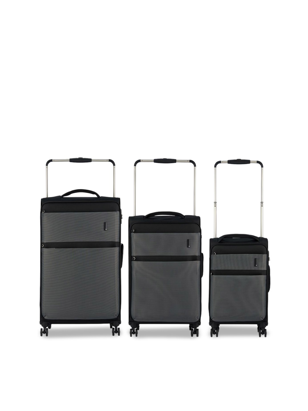 

IT luggage Debonair Set Of 3 Striped Soft-Sided Trolley Bags, Grey