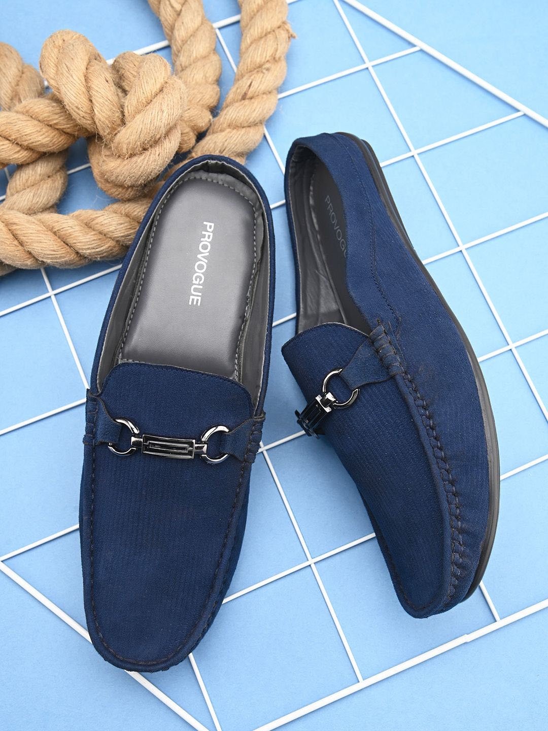 

Provogue Men Round Toe Suede Loafers, Blue