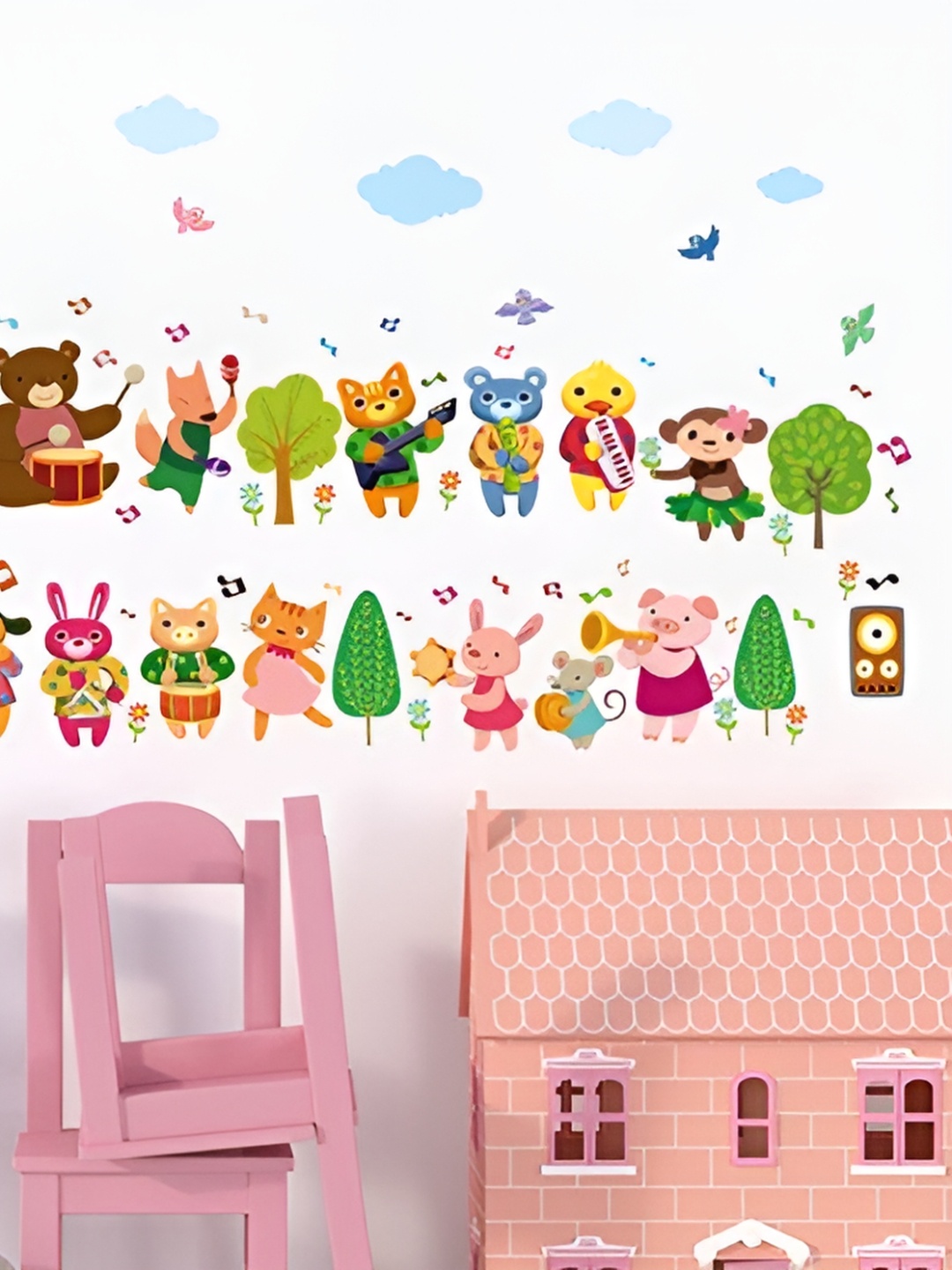 

Asian royal White & Green Cartoon Characters Printed Self Adhesive Wall Sticker