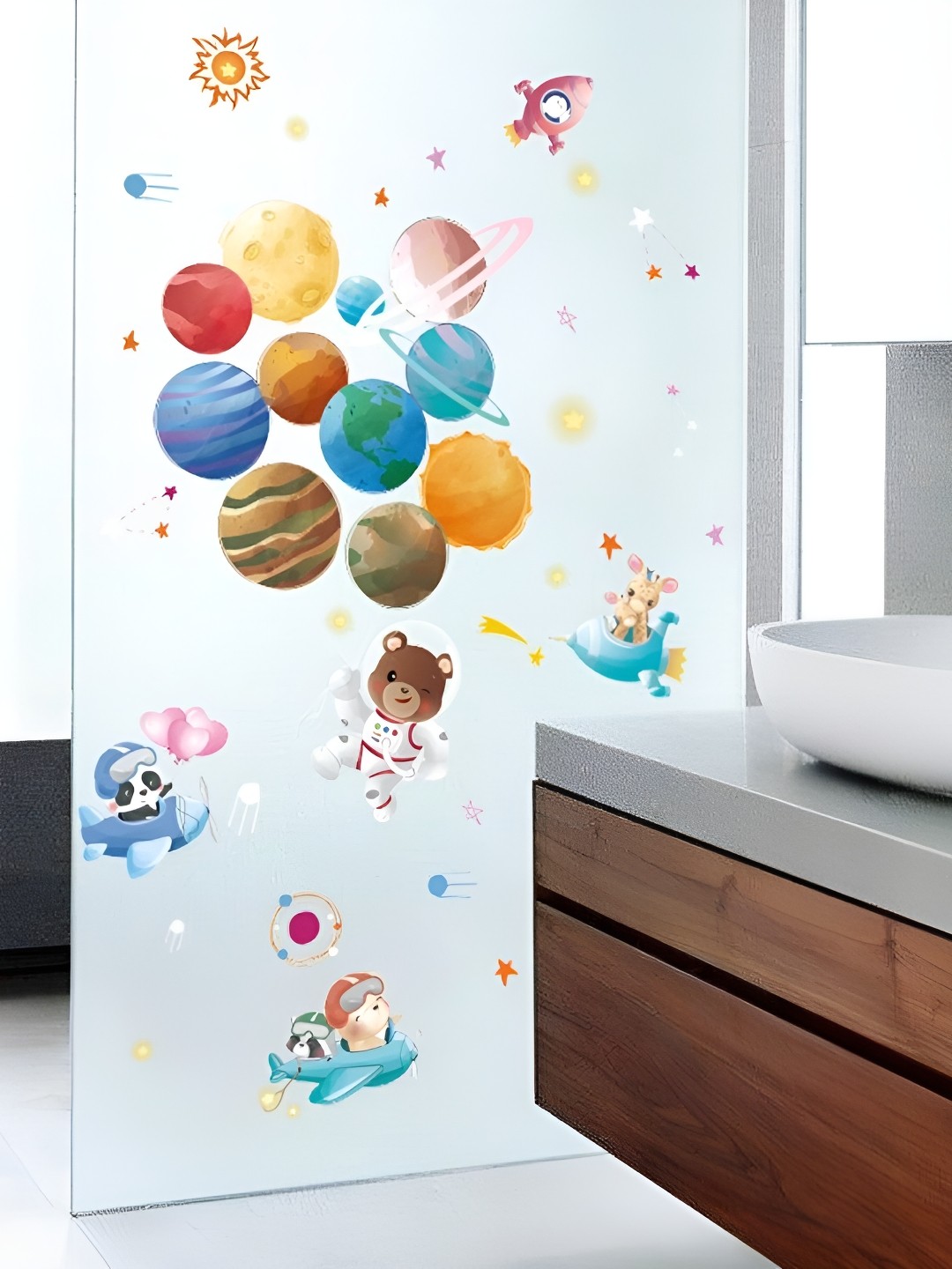 

Asian royal White & Blue Cartoon Printed Self Adhesive Wall Sticker