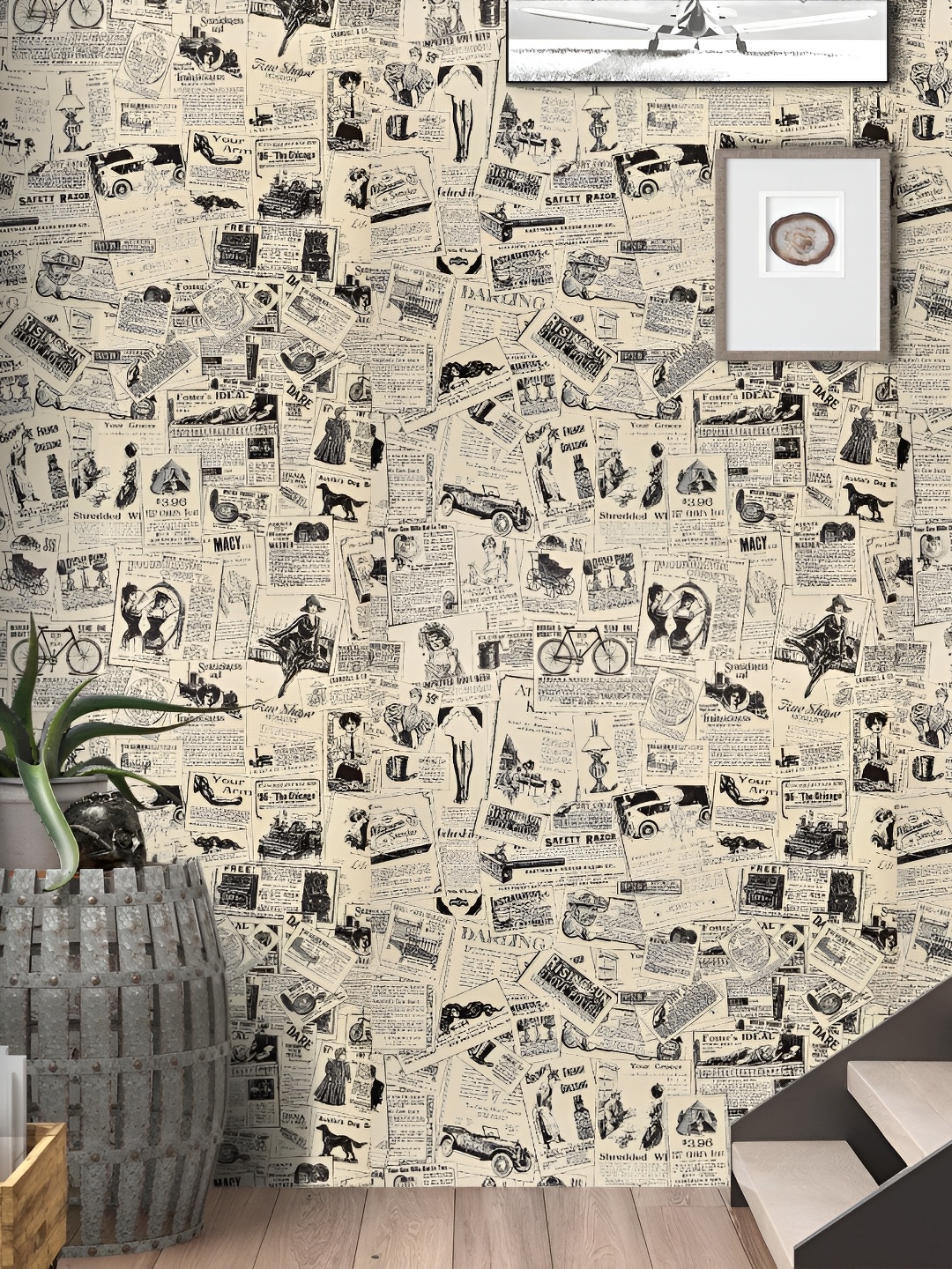 

Asian royal Cream & Black Printed Self-Adhesive Wall Sicker