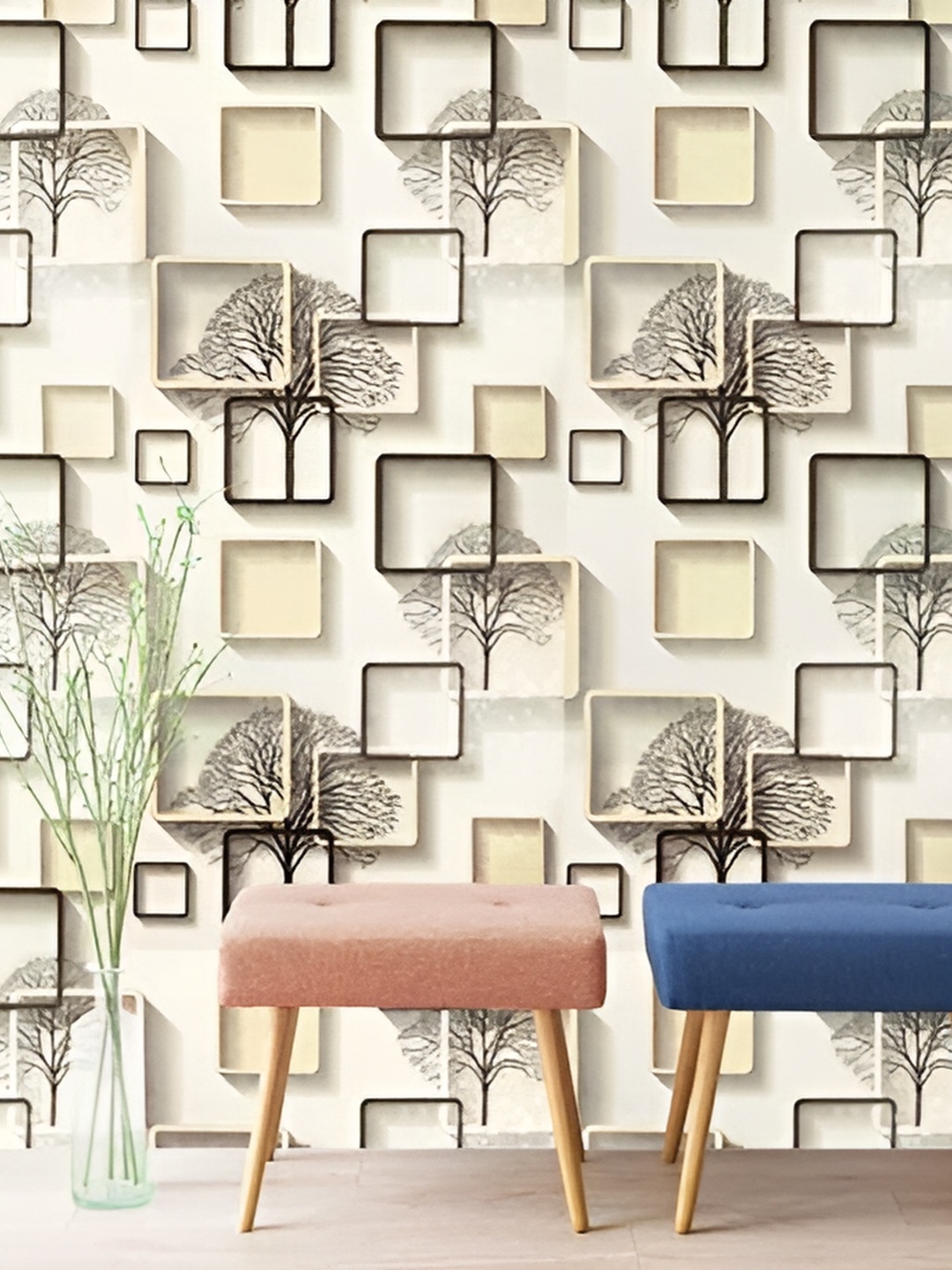 

Asian royal Cream & Brown Printed Self-Adhesive Wall Sicker