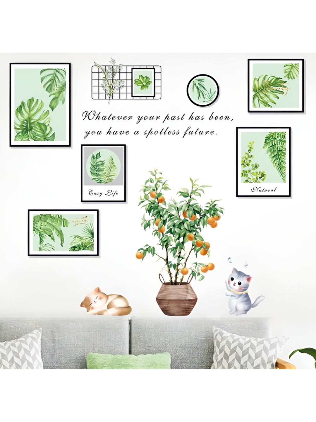 

Asian royal White & Green Floral Printed Self Adhesive Wall Sticker