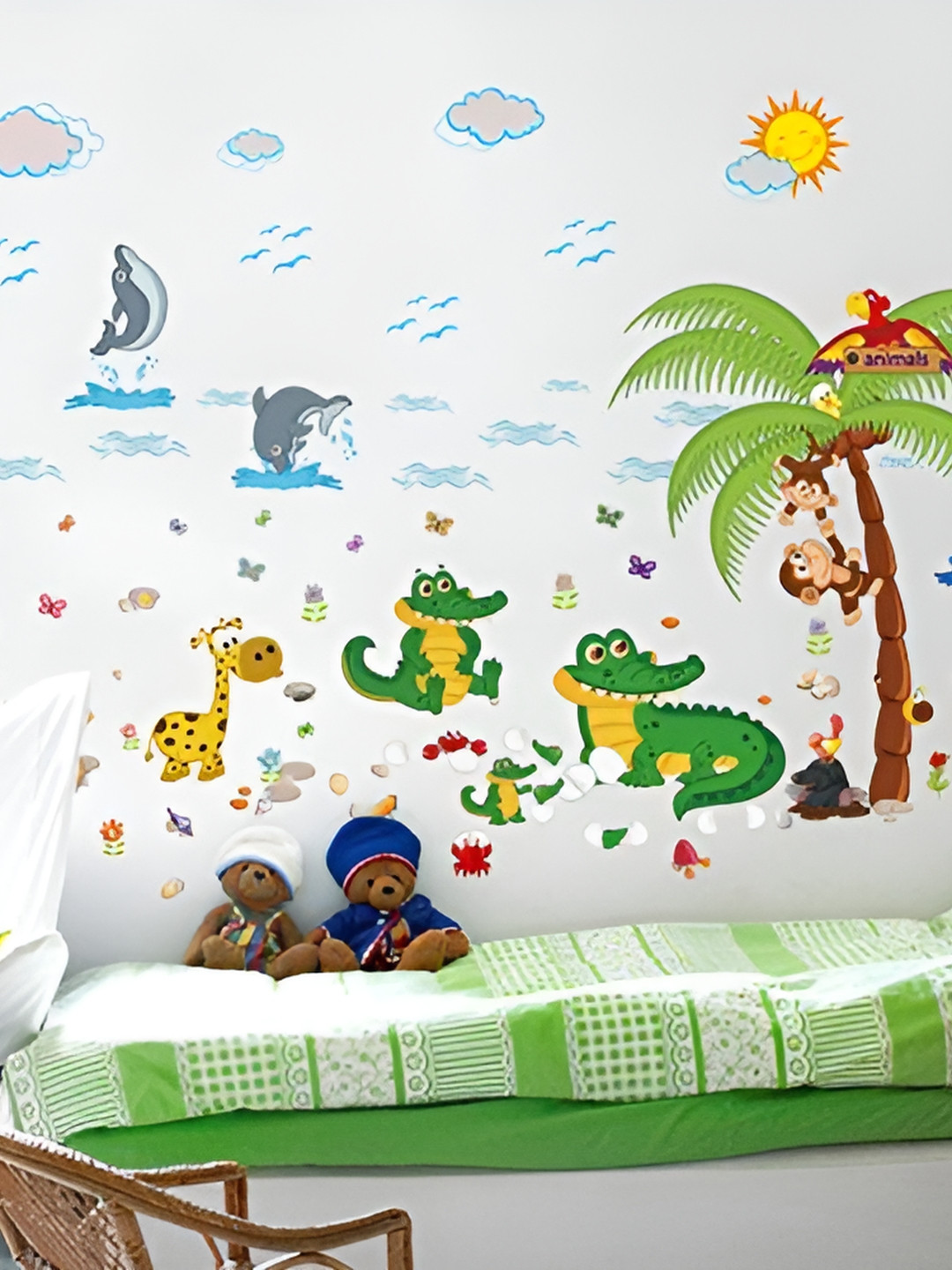 

Asian royal White & Green Printed Self Adhesive Wall Sticker