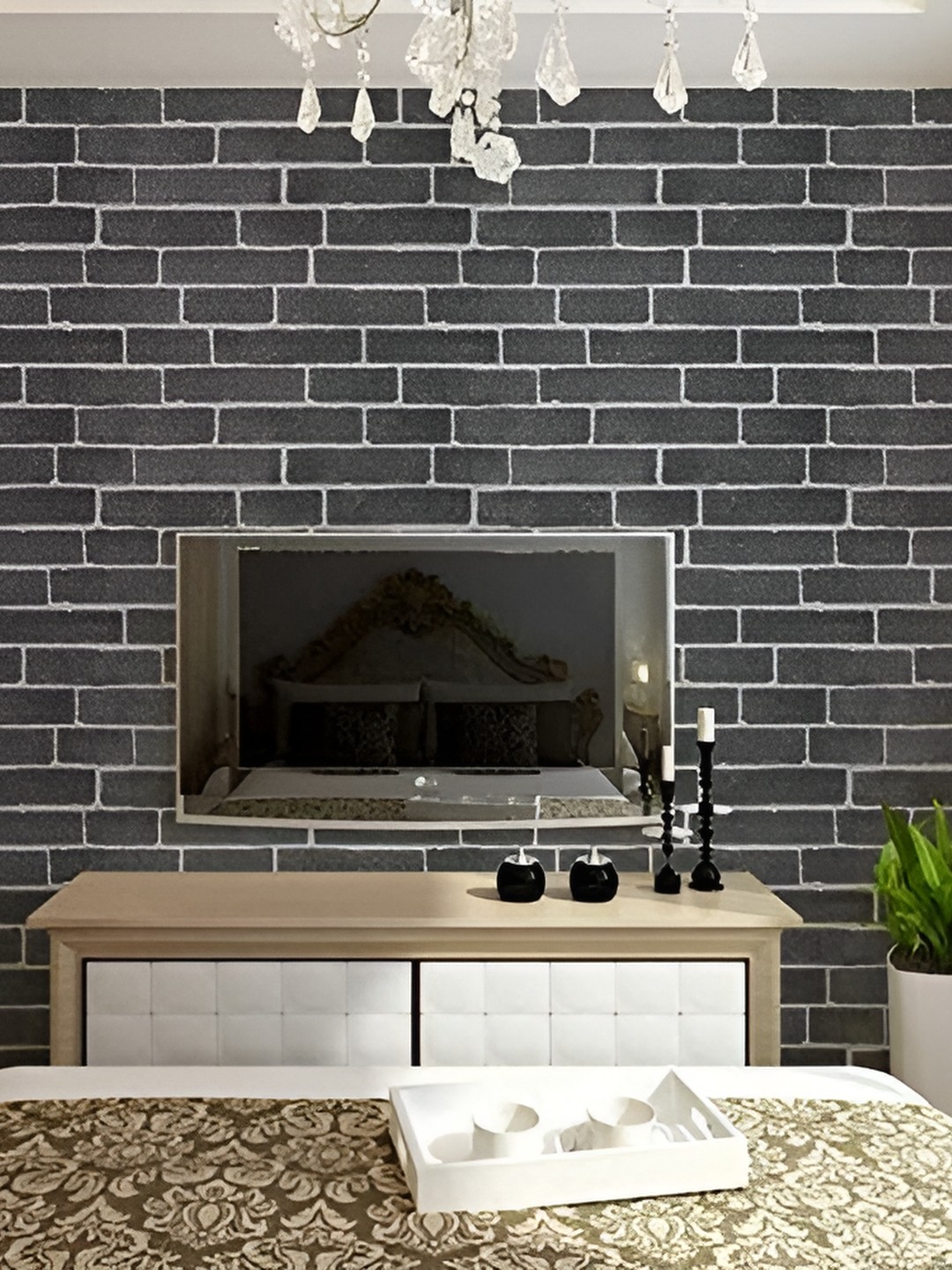 

Asian royal Black & White Printed Self Adhesive Wall Sticker