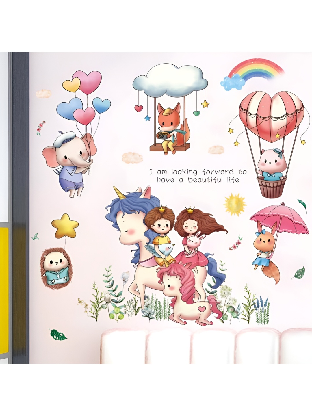 

Asian royal White & Pink Printed Self Adhesive Wall Sticker