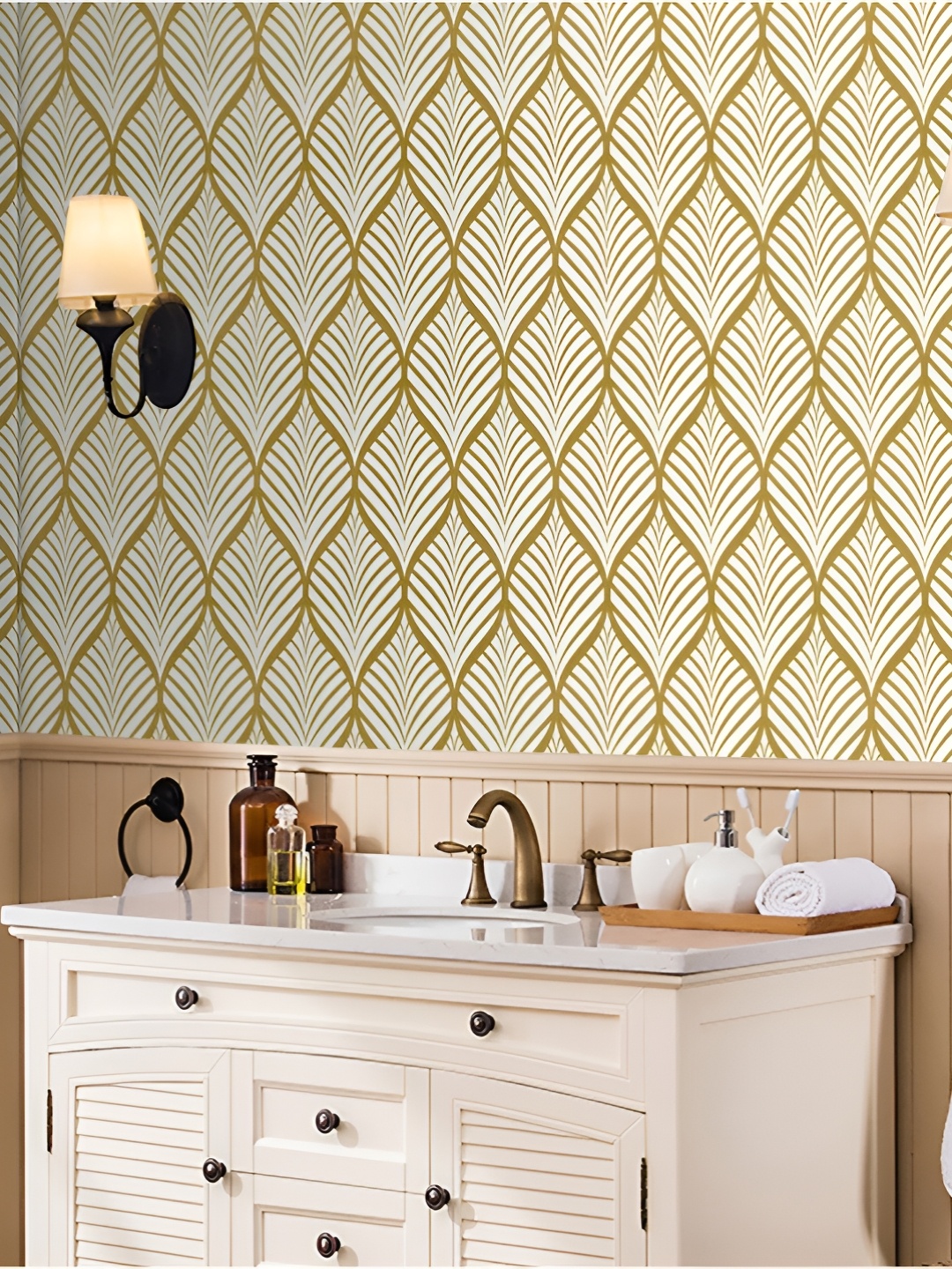 

Asian royal White & Brown Printed Self Adhesive Wall Sticker