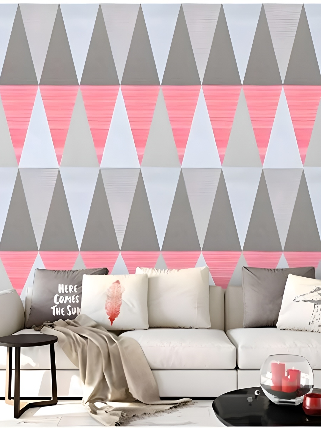 

Asian royal Grey & Pink Geometric Printed Self Adhesive Wall Sticker