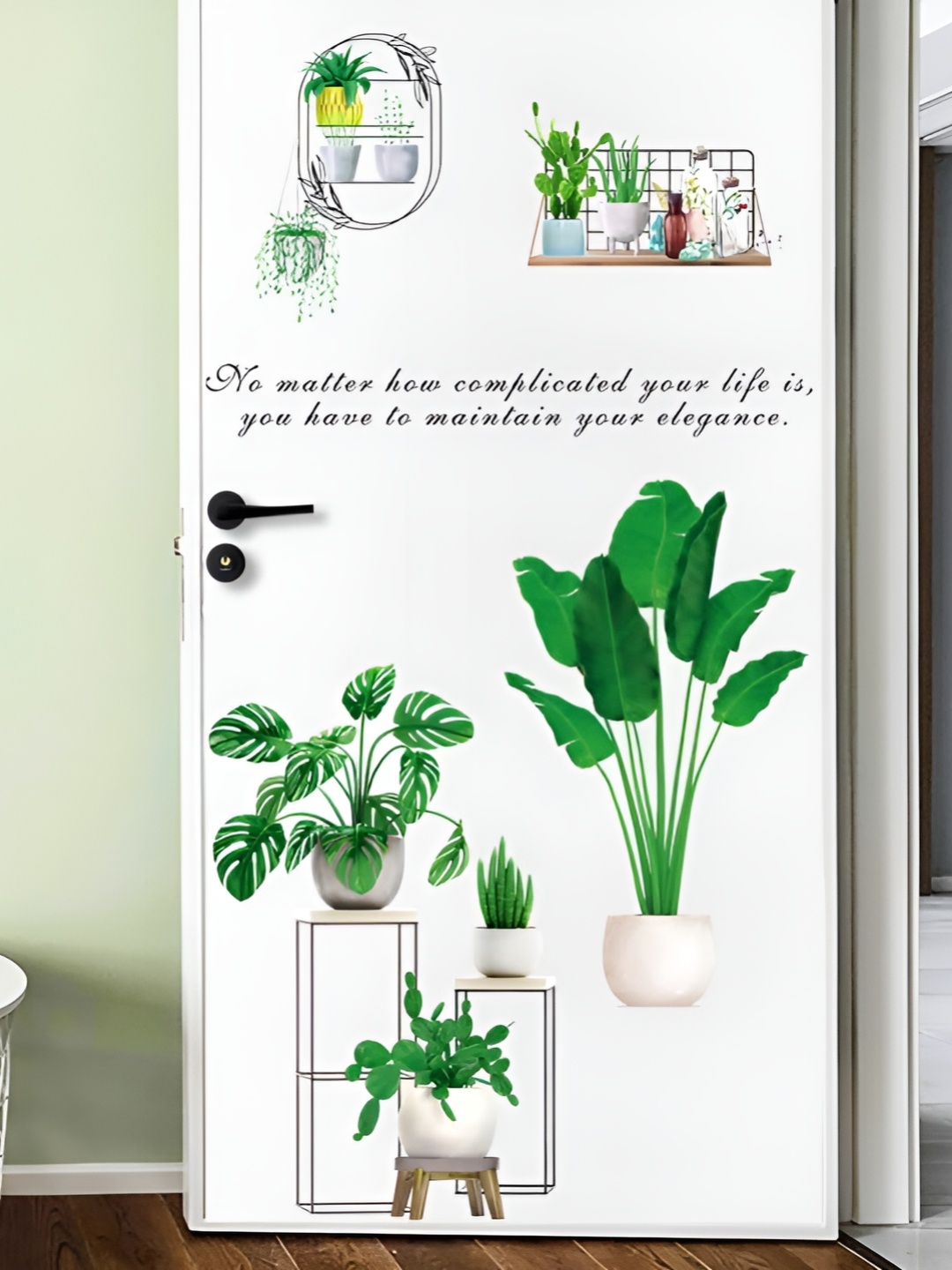 

Asian royal White & Green Printed Self Adhesive Wall Sticker