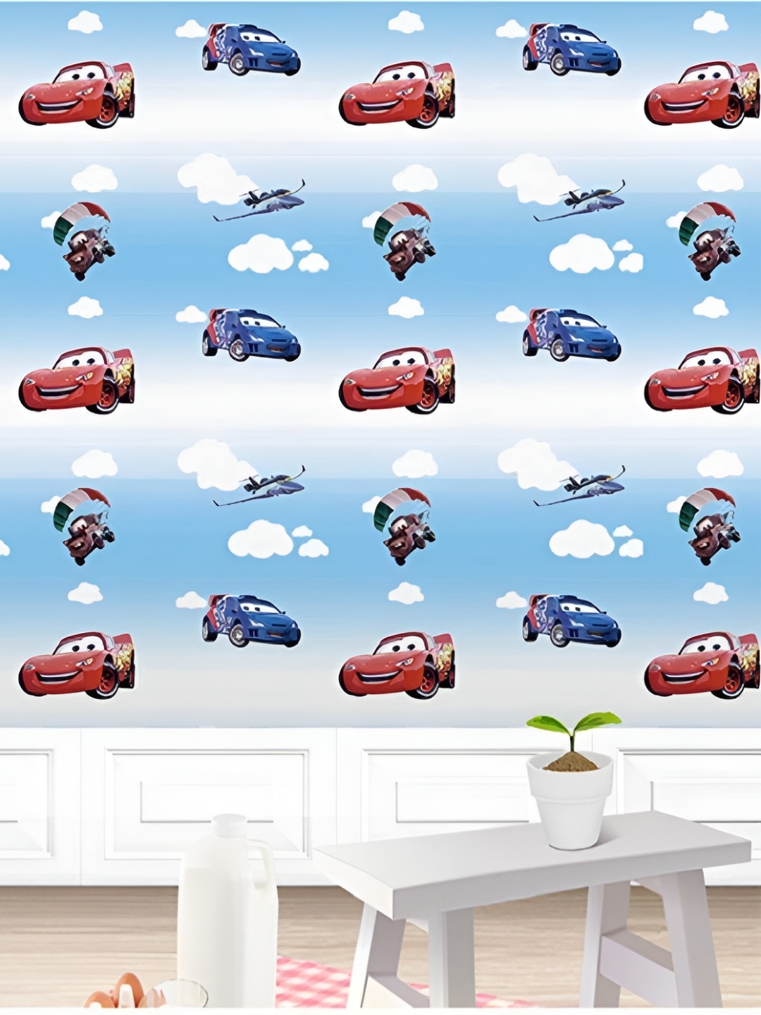 

Asian royal White & Blue Printed Self Adhesive Wall Sticker