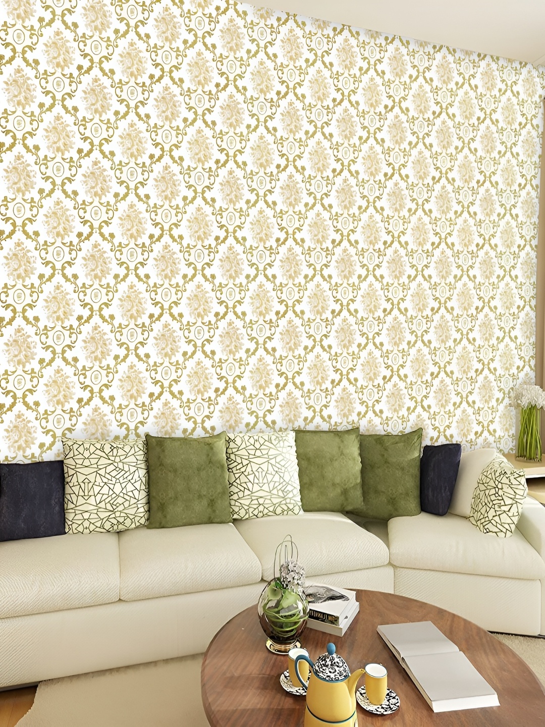 

Asian royal White & Brown Printed Self Adhesive Wall Sticker