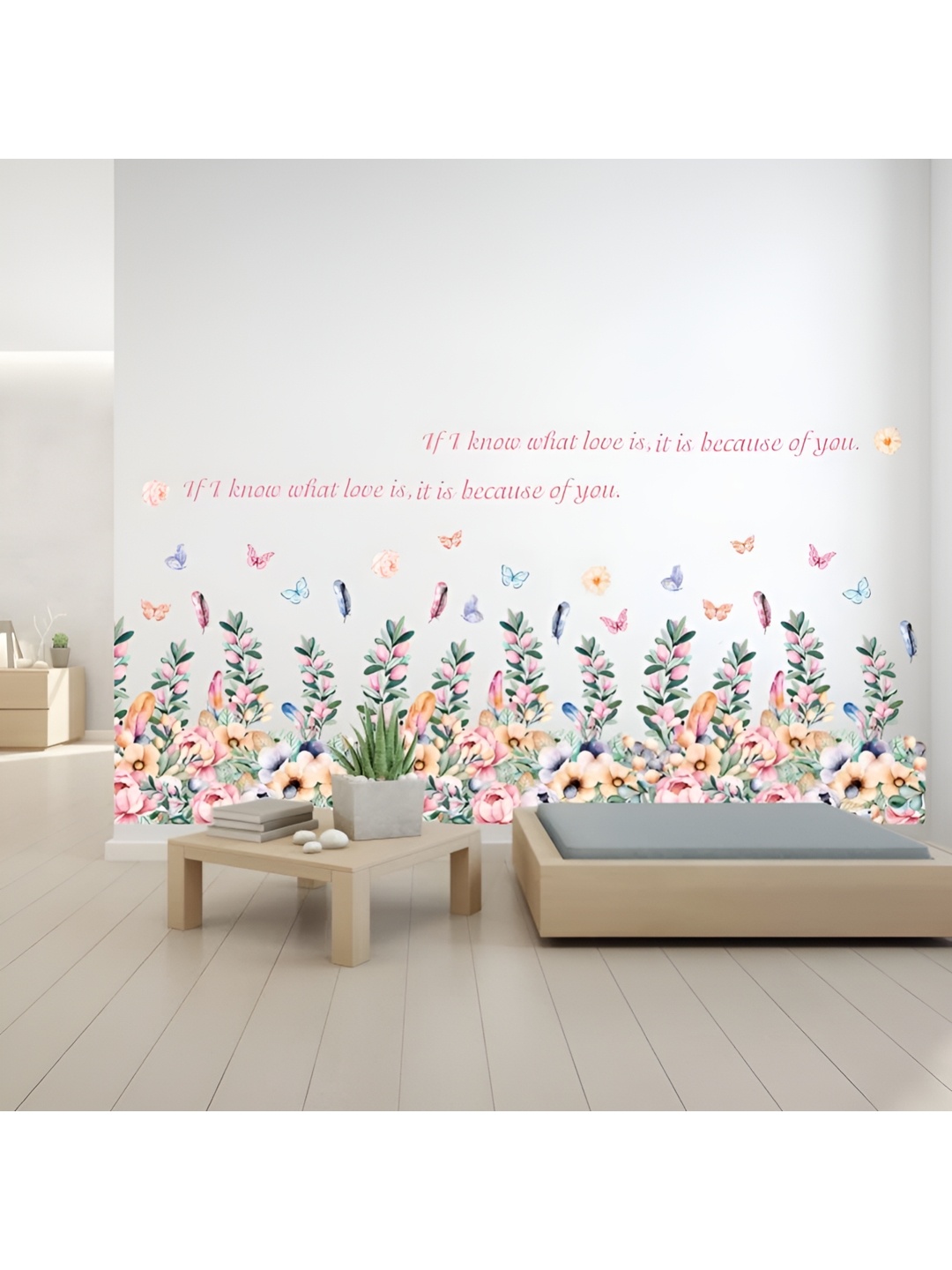 

Asian royal Pink & Green Floral Print Self Adhesive Wall Sticker