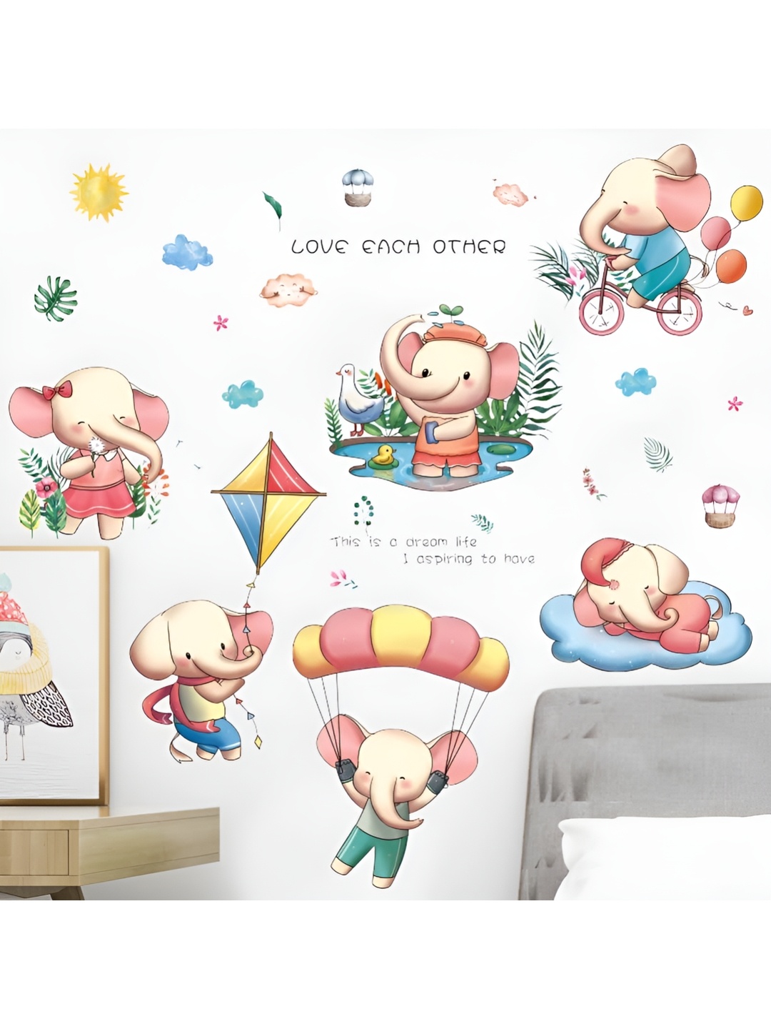 

Asian royal Pink & Blue Cartoon Printed Self Adhesive Wall Sticker