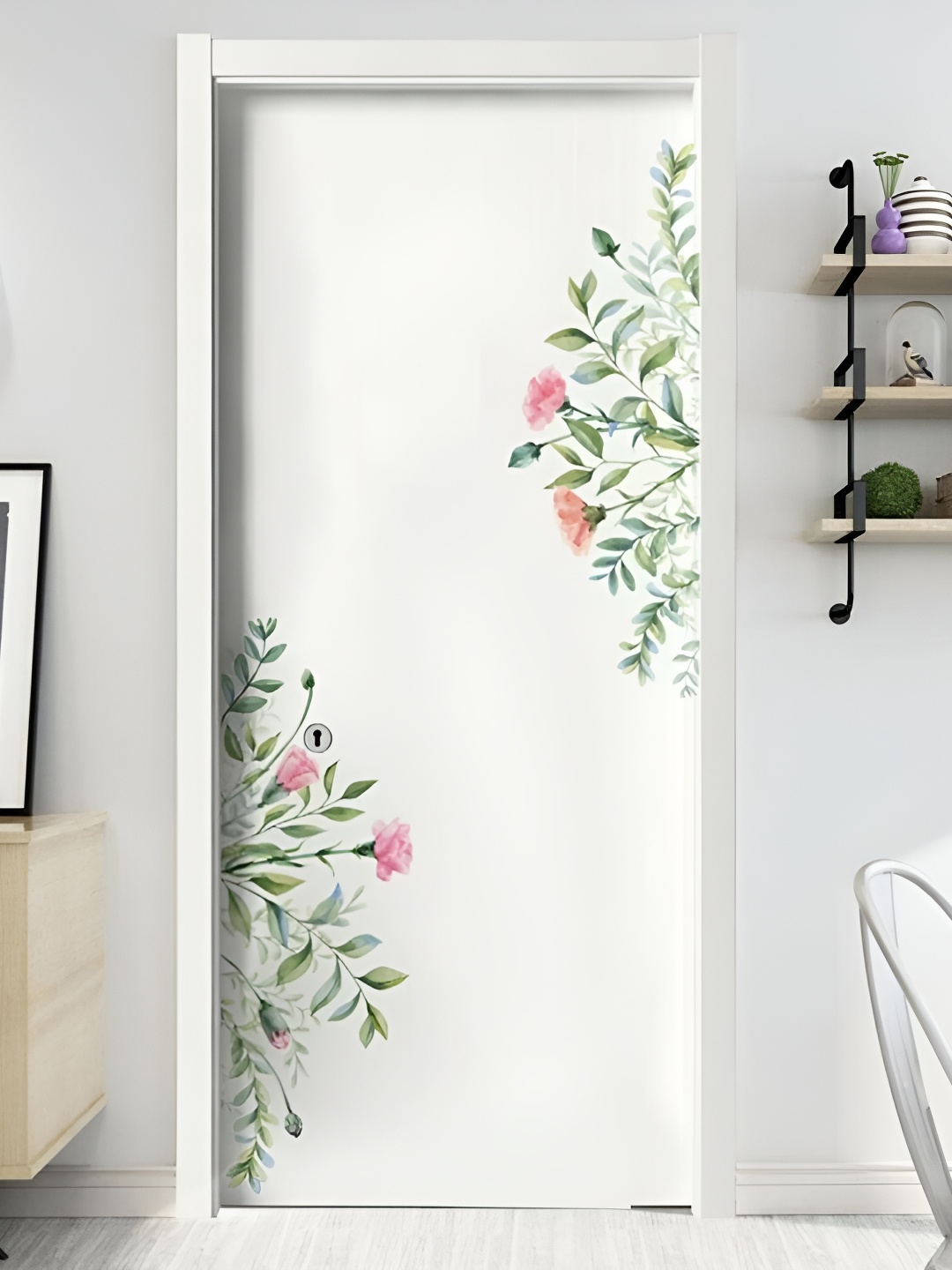 

Asian royal Green & Pink Floral Print Self Adhesive Wall Sticker