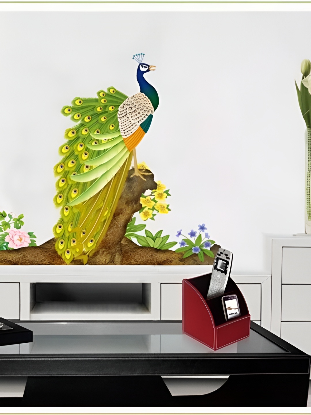

Asian royal Green & Brown Peacock Printed Self Adhesive Wall Sticker
