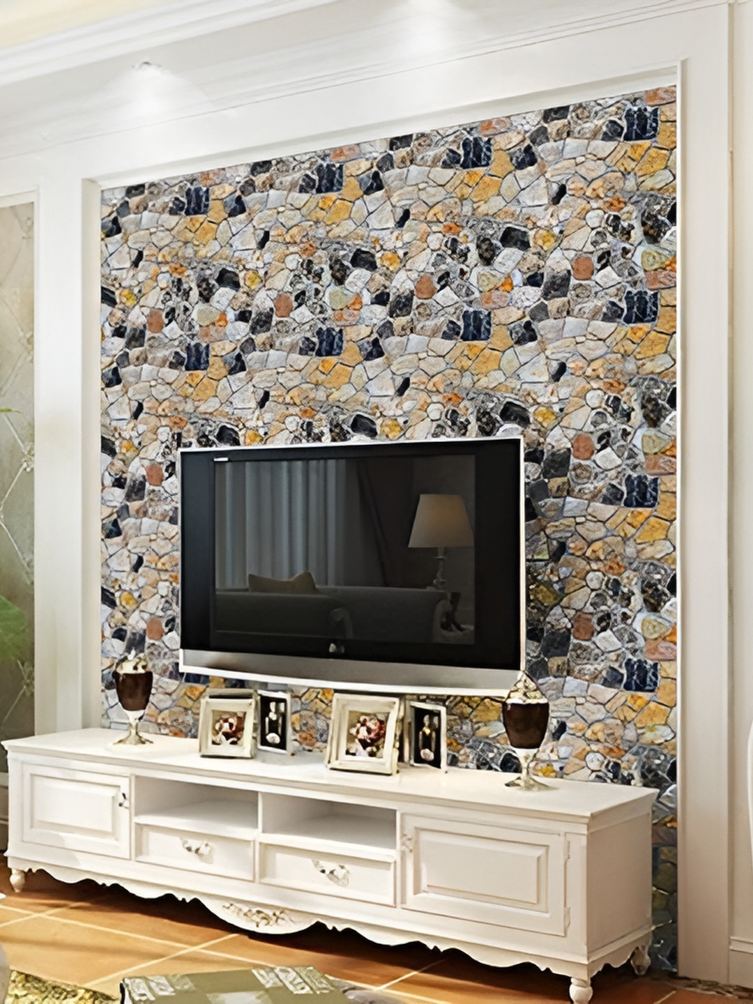 

Asian royal Charcoal & Cream 3D Printed Self Adhesive Wall Sticker
