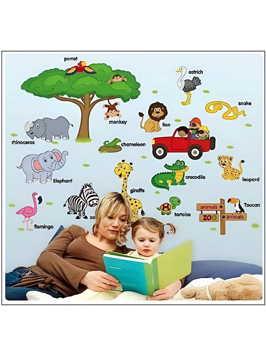 

Asian royal Green & White Printed Self Adhesive Wall Sticker