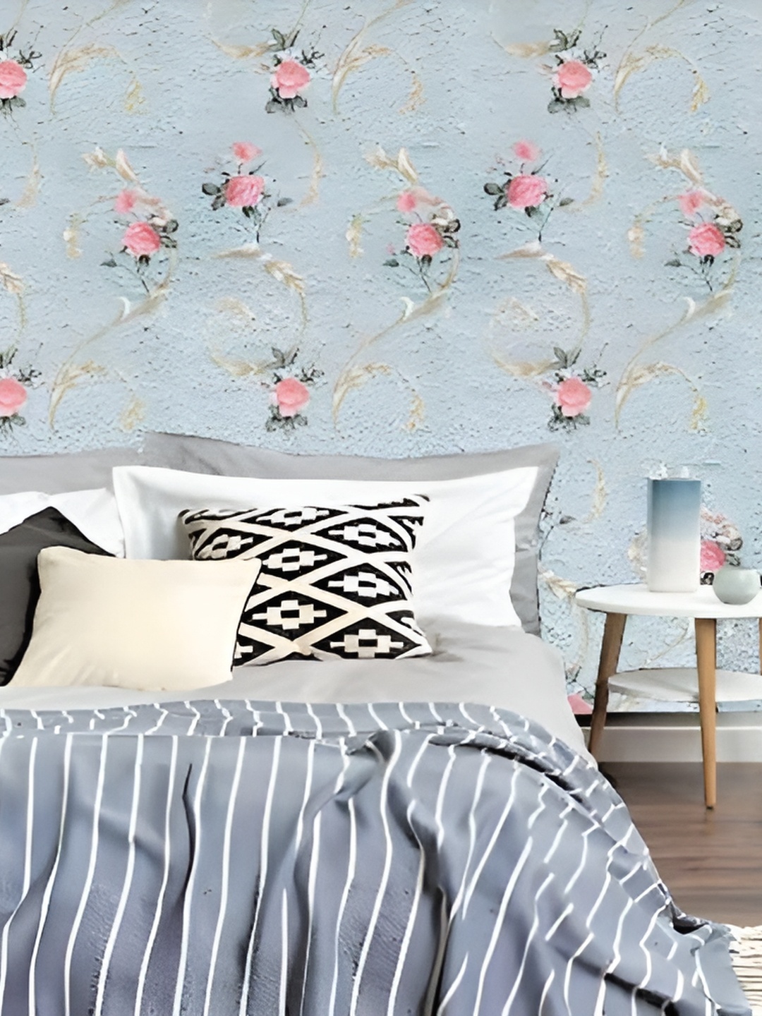 

Asian royal Blue & Pink Floral Print Self Adhesive Wall Sticker