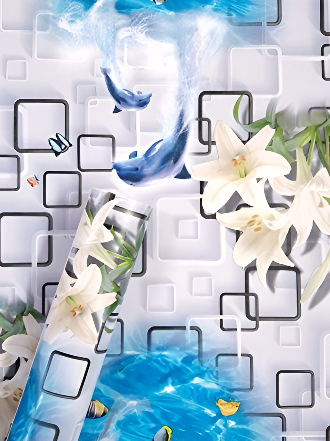 

Asian royal White & Blue 3D Floral Printed Self Adhesive Wall Sticker