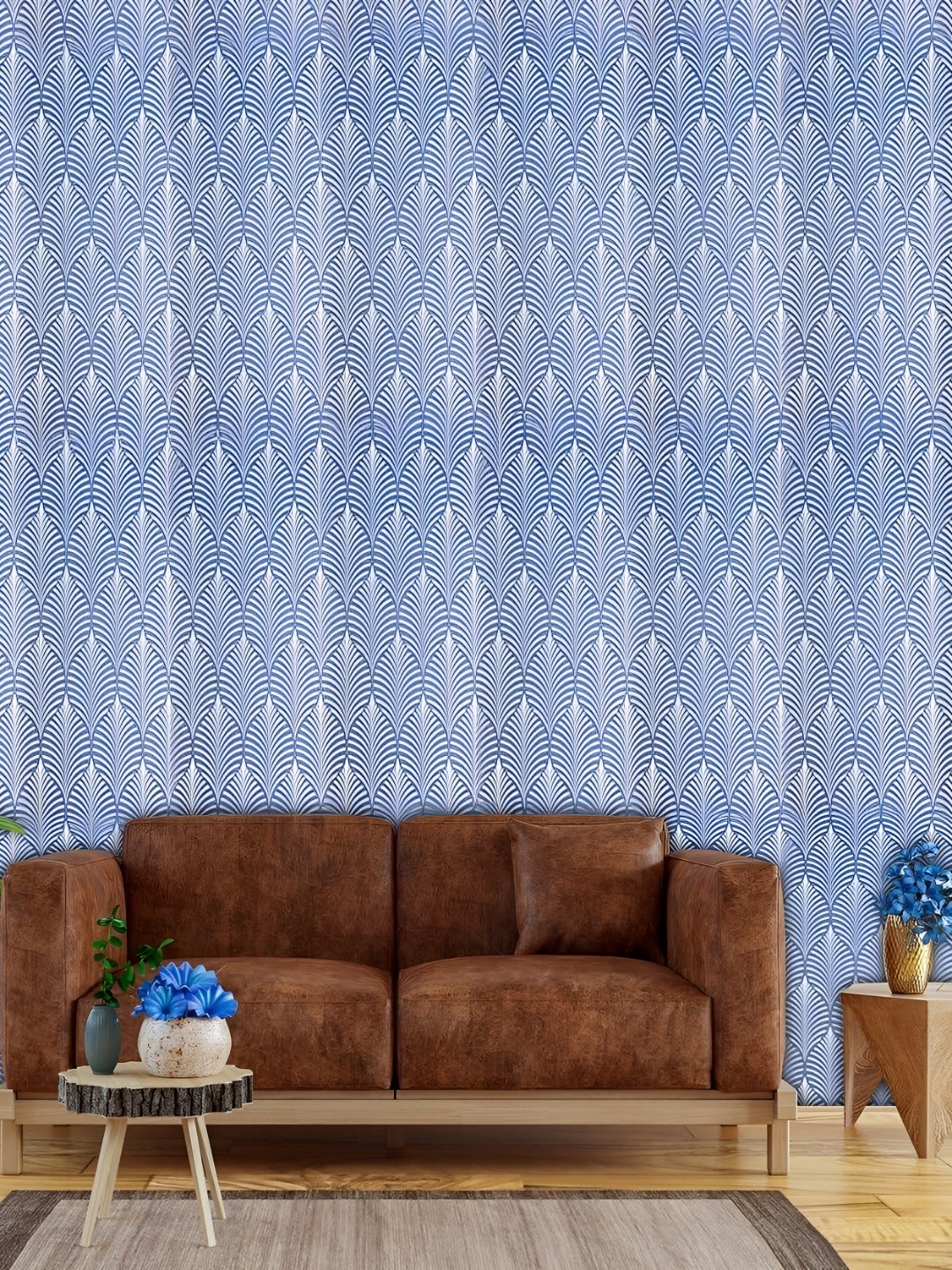 

Asian royal Blue & White Printed Self Adhesive Wall Sticker