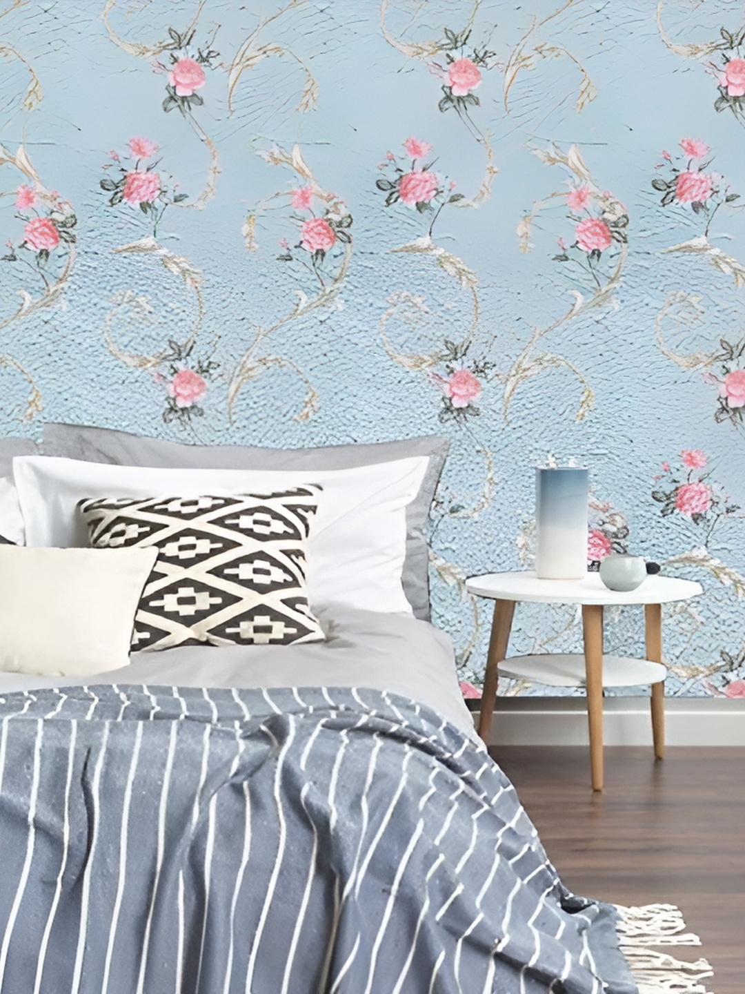 

Asian royal Grey & Pink Printed Self Adhesive Wall Sticker