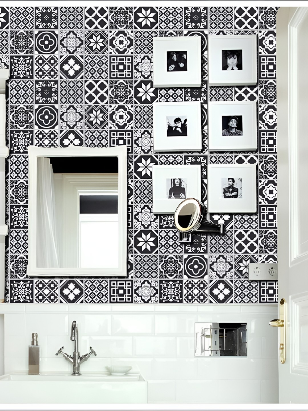 

Asian royal Black & White Printed Self Adhesive Wall Sticker