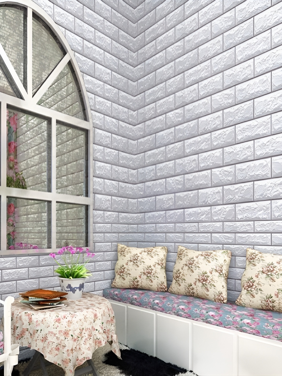 

Asian royal White & Grey 3D Floral Printed Self Adhesive Wall Sticker